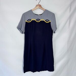 Vintage Betsy Things Petites Color Block Shift Dress 90s Yellow Trim